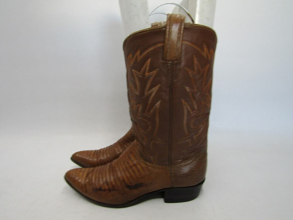 TONY LAMA Gold Label Womens Size 6.5 A (Narrow Width) Brown Lizard Cowboy Boots